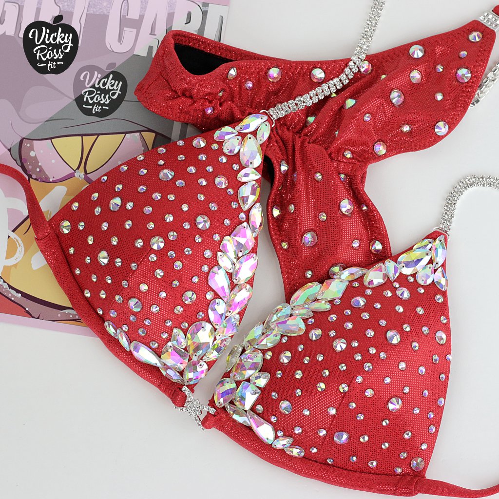 Fitness Competition Bikini Red Diva Designer Suit